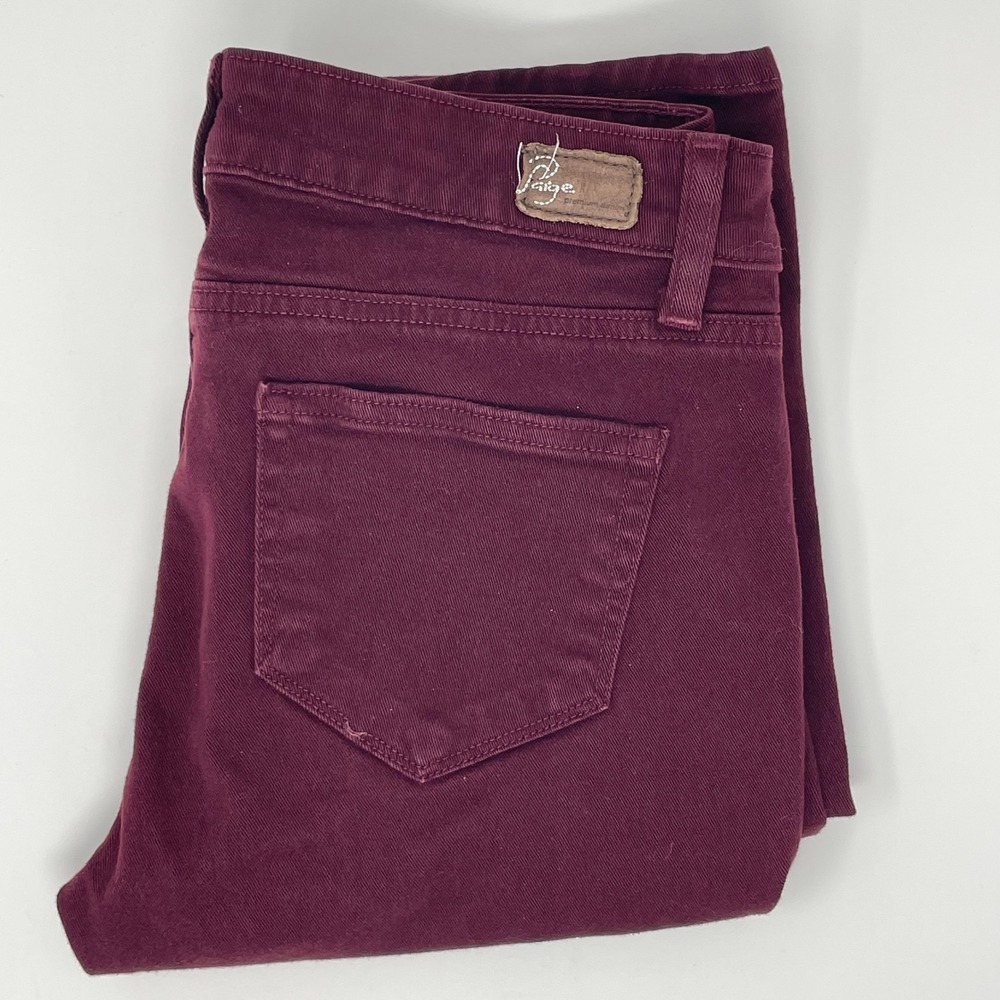 Paige Girls Skinny Jeans Burgundy Wine Premium Denim Size 26